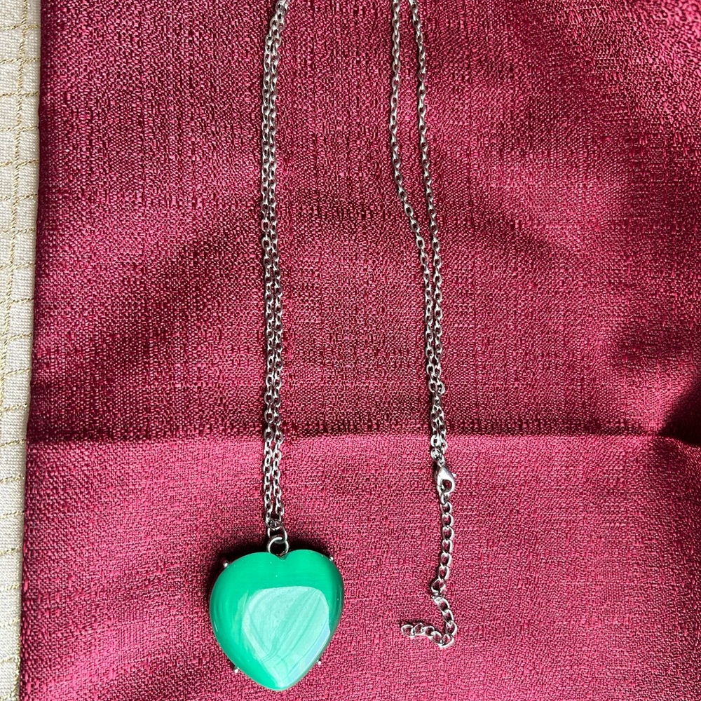 Green Heart Pendant Necklace